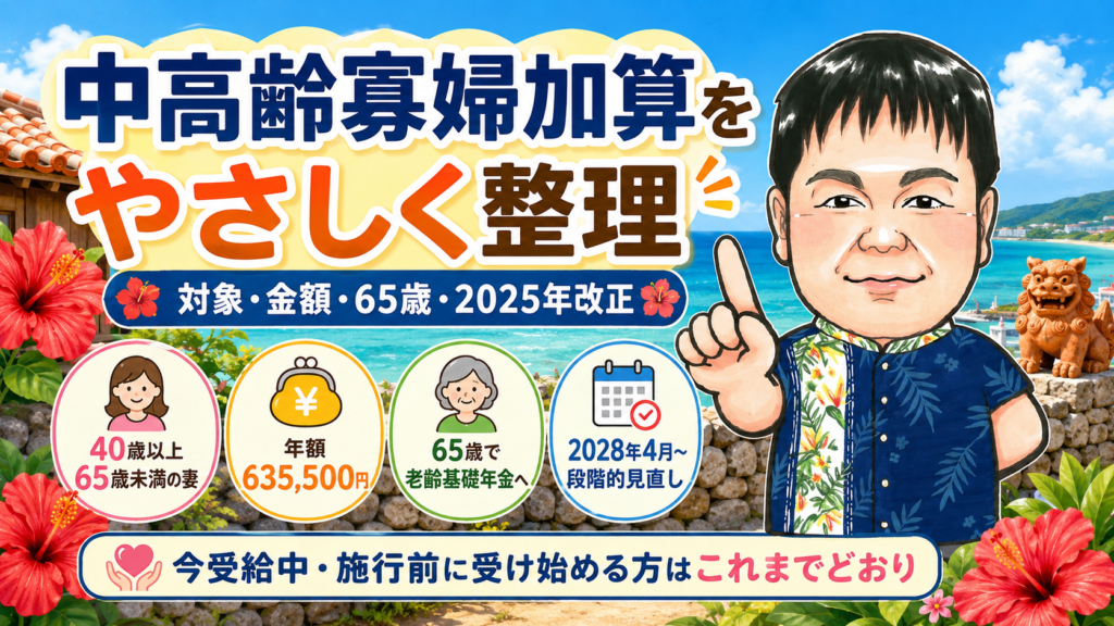 中高齢寡婦加算をやさしく整理|対象・金額・65歳・2025年改正の解説バナー