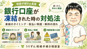 銀行口座が凍結された時の対処法｜凍結のタイミング・仮払い制度・解約の流れを解説するアイキャッチ画像